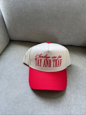 Beige and Red Trucker Hat